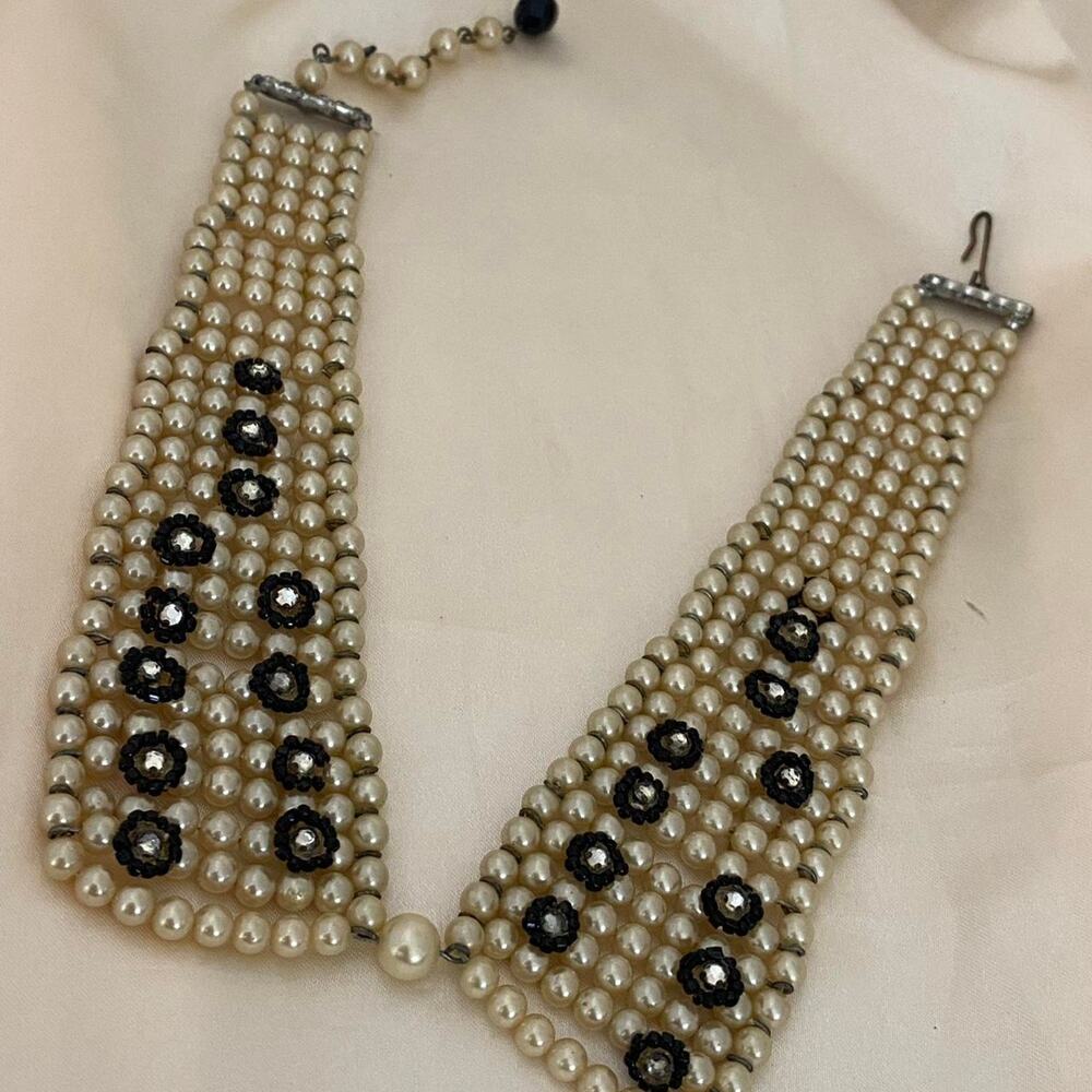 Antique Vintage Faux Pearl Peter Pan Collar Choker Necklace Flapper / Edwardian